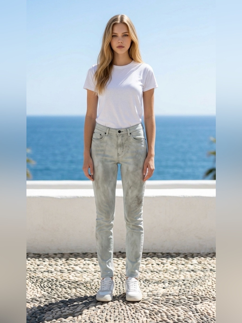 Banana Republic Women's Light Gray Tie-Dye Skinny Jeans
